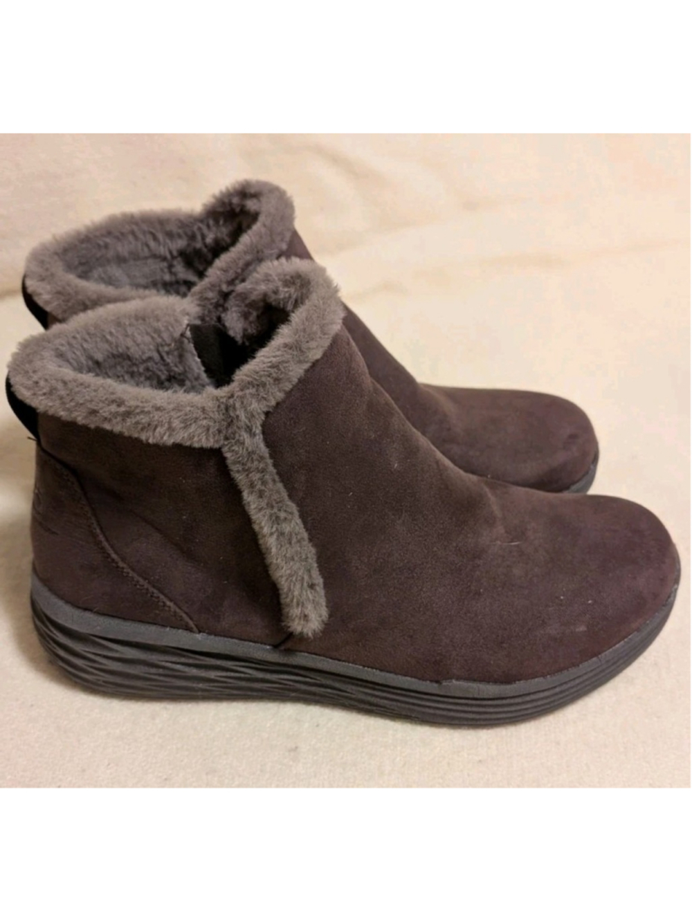 Ryka Neela Bootie Women's Size 8.5 M Brown Ankle Boots Faux Fur Memory Foam F9